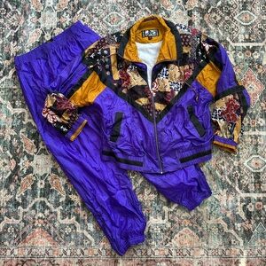 Vintage 80’s Tracksuit Purple Gold Streetwear Windbreaker Festival Retro